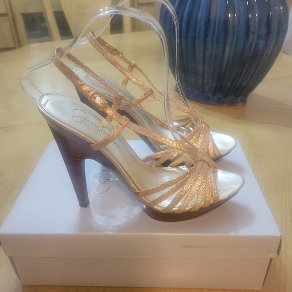 Jessica Simpson Metallic Strappy Heels - Picture 1 of 6